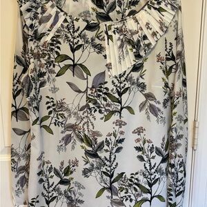 Banana Republic size M Botanical Print Blouse - Black, Green, Gray